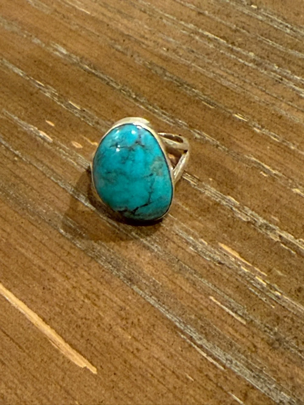 Candelaria Turquoise Ring Size 7.5 – Sterling Silver Statement Ring – Natural